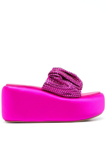 Le Silla - rhinestone-embellished 100mm platform mules - women - Fabric/Calf Leather/Rubber - 37.5 - Pink