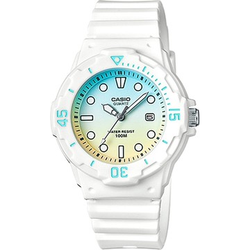 CASIO卡西歐 清涼海洋風女錶 母親節送禮首選-漸層青x白/32mm LRW-200H-2E2VDR
