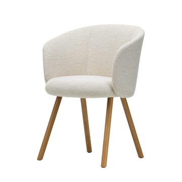 Mikado 天皇 扶手椅（象牙白布料、淺橡木椅腳）