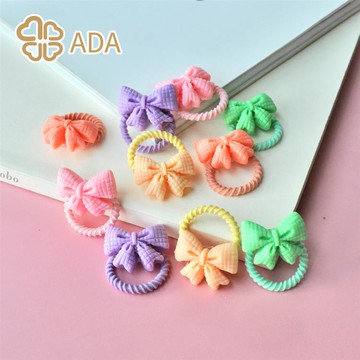 ADA小童格紋蝴蝶結拇指髮束-混色10入