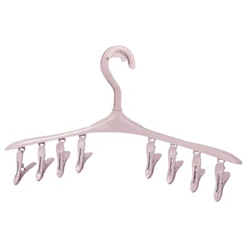 【e.dot】8夾防風衣架襪夾內衣褲架 穩固耐用 一次晾曬多件衣物  1入  北歐粉