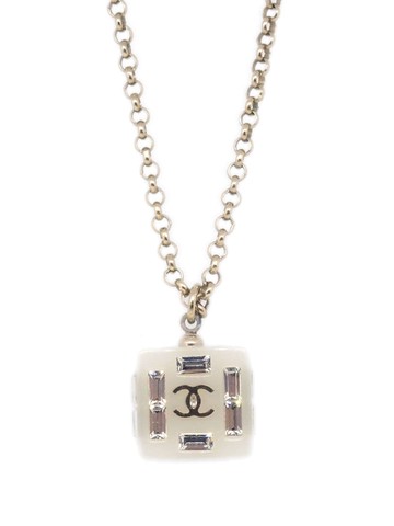 CHANEL Pre-Owned - 2008 geometric CC logo necklace - women - Gold Plated/Acrylic/Rhinestone - One Size