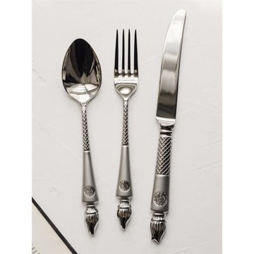 18-10不銹鋼獅王主餐勺叉 實心質感餐更法式復古貴族甜品貝殼勺子