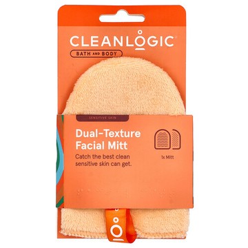 Cleanlogic, 沐浴和身體，雙重紋理潔面手套，1 件