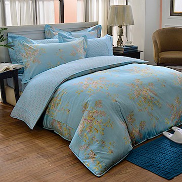 【Great Living格蕾寢飾】義大利La Belle 仲夏晴空 加大純棉床包枕套組