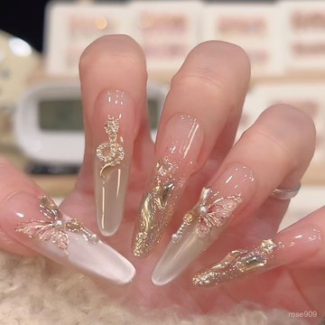 💥加一爆款💥現貨 隔日達【蝴蝶金蛇】金色穿戴甲 純手工穿戴甲 貓眼穿戴甲 氣質美甲 顯白穿戴甲 細狗穿戴甲 蝴蝶穿戴甲