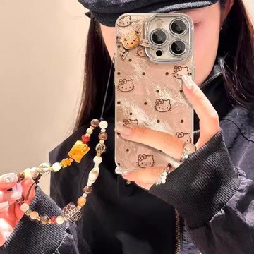 漸變波點貓咪適用蘋果16promax手機殼新款彩繪iphone15pro可愛少女心14卡通高級感13全包鏡頭16pro防摔保護套