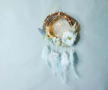 不凋花LED燈捕夢網 | 藍色