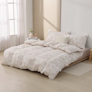 雙人/冬月羽絨被/好收納、可機洗、免被套、超保暖-豆豆粉