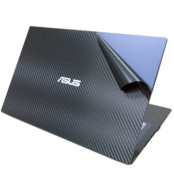 【Ezstick】ASUS B1 B1402 B1402CVA 筆電機身貼｜黑色卡夢紋｜上蓋+鍵盤週圍+底部貼