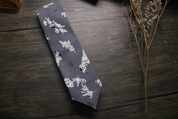 灰色格调嬉戏的斑点狗领带/necktie