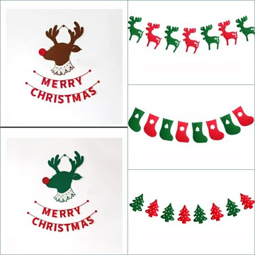 [Hare.D]聖誕造型拉旗 毛氈布 拉旗 聖誕裝飾拉旗 DIY 店面 裝飾 聖誕用品 節慶 派對