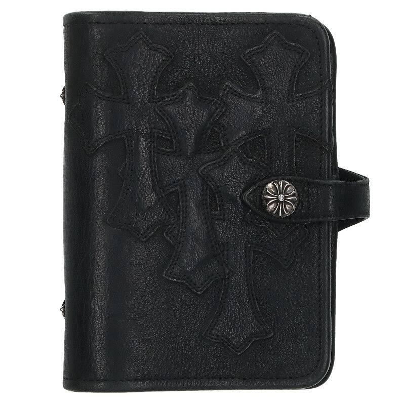 クロムハーツ Chrome Hearts AGENDA FRNT4CEMECROSS アジェンダ セメタリークロスパッチクロスボールボタン手帳カバー 中古 SJ02