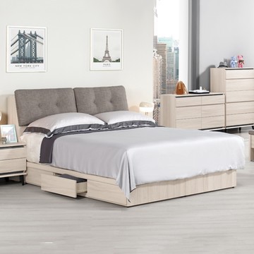 MUNA家居 范德爾5尺被櫥式雙人床頭底組/床頭附插座 152X211X99cm