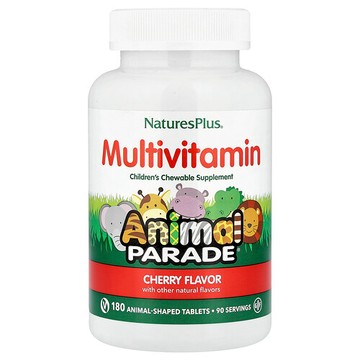 NaturesPlus, Animal Parade®，兒童咀嚼多維生素，櫻桃味，180 片動物狀片劑
