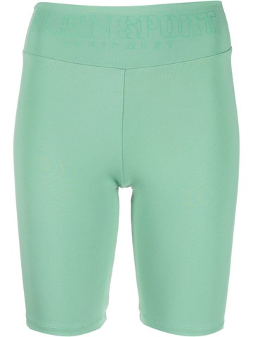 Plein Sport - logo-print statement cycling shorts - women - Cotton/Polyester/Polyurethane/Spandex/Elastane - XL - Green