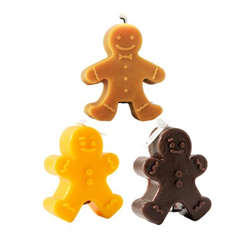 Viita 療癒聖誕 交換禮物創意香氛蠟燭 Set 3 薑餅人造型香氛蠟燭 石蠟  薑餅人造型 淺棕色 + 黃色 + 深棕色  1組