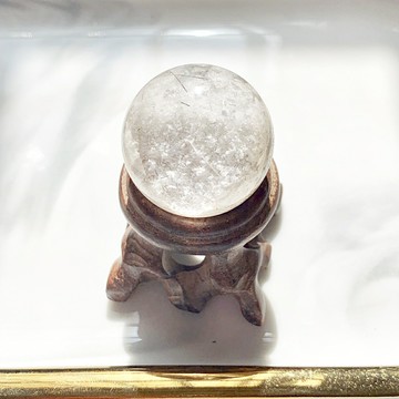 新款巴西星光白幽靈穿發25mm圓珠球吊墜可辦公室小擺件禮物包郵