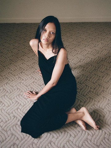 String Sheer Long Dress [Black]