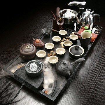 烏金石茶盤套裝霧化流水茶臺大號簡約現代喝茶茶盤茶道電茶爐整套