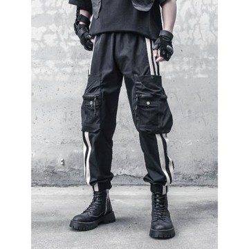 原創高街個性拼接貼布機能工裝褲