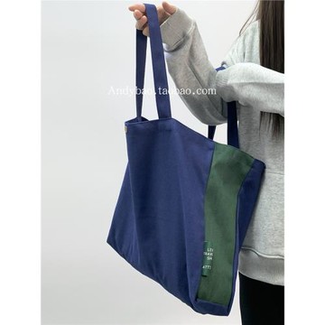 2026新款大容量撞色慵懶風帆布包包男女通用通勤瑜伽托特手提包袋