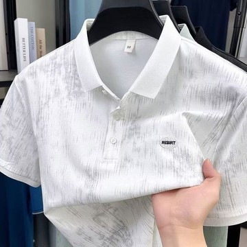 26夏季時尚有領POLO男士短袖t恤涼感韓版潮流新款翻領輕奢plol衫高磅 落肩 素色 涼感 排汗衫 短袖 防曬 短T