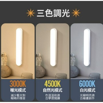 [福利商品]22-8_LED宿舍燈 3色調光 USB充電款 附充電線, 白光/暖光/自然光, 1個