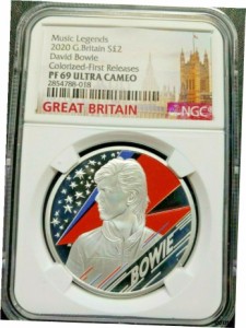 アンティークコイン NGC PCGS イギリス 1オンス シルバー ミュージックレジェンズ David Bowie OG PF69UC