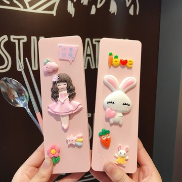 新小學生餐具女孩筷子勺子套裝上學專用便攜式可愛卡通男兒童三件