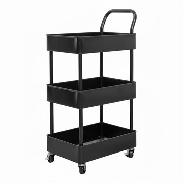 ikloo 宜酷屋 多功能收納把手推車  黑色  3層