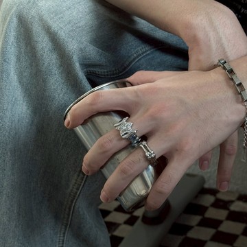 ☆LimeLight☆ 星星 水鑽 五角星 寶石 鋯石 鑲鑽 飾品 鈦鋼 戒指 ACC-C7009