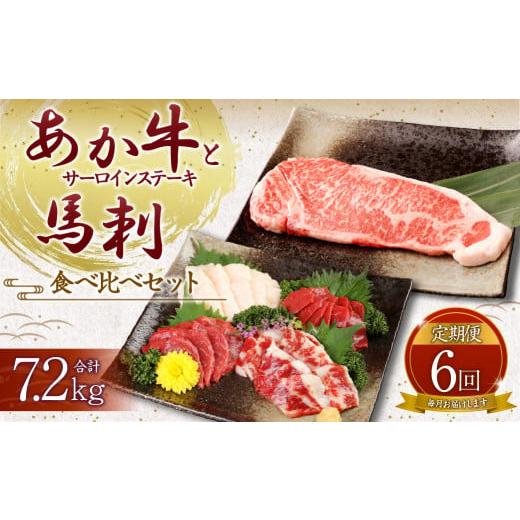 ふるさと納税 熊本県 高森町 あか牛 サーロイン肉 1kg (5枚〜6枚) 馬刺し 200g 赤身 100g 霜降り 50g たてがみ 50g 食べ比べ セット