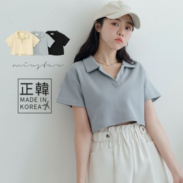 ★正韓．學院風襯衫領短版棉質上衣(共3色)0718 預購【NL4877RE】