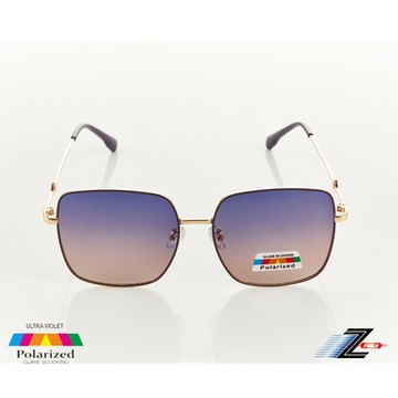 Z-POLS 流行高質感雙色大方框版型 搭配獨特黑紫茶漸層Polarized寶麗萊抗UV400偏光太陽眼鏡(有型好搭配)