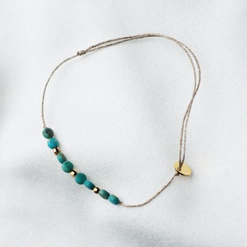 SOPHIE  DESCHAMPS 2土耳其石隔金珠手鍊