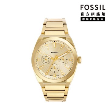 【FOSSIL】Everett 極簡紳士金手錶 金色不鏽鋼錶帶 44 MM FS6119