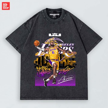 King James至高王座 LBJ傳奇 美式 復古 籃球 NBA水洗做舊短T 寬鬆落肩男女上衣