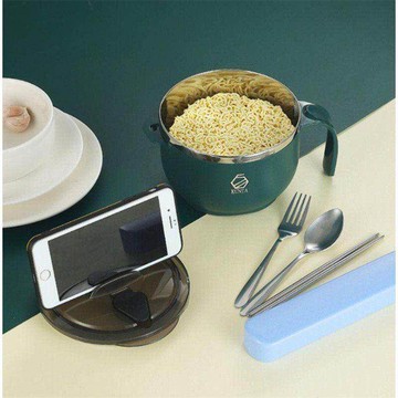 304泡面碗帶蓋學生宿舍超大不銹鋼飯碗保溫易洗女方便面碗筷套裝