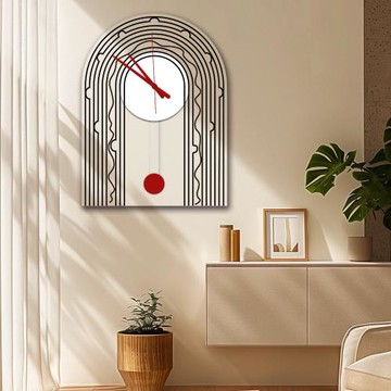 跨境高級感創意波西米亞簡約奶油風條紋掛墻鐘表裝飾擺件掛鐘搖擺