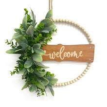 「節日裝飾」歐式仿真花珠環鬱金香花環家居裝飾客廳酒店門楣壁掛創意 聖誕節