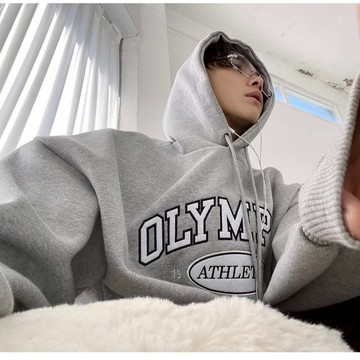 ☆LimeLight☆ 🇰🇷韓國 OLYMPIA 貼布繡 刺繡 字母 重磅 帽T K-021