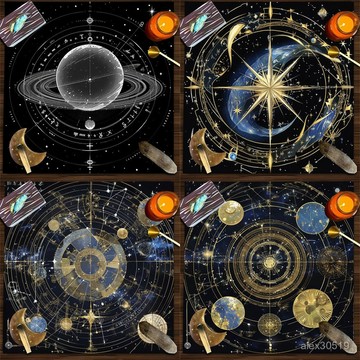 🍒臺灣熱賣🍒神秘宇宙桌布taro月相羅牌塔羅牌推牌布儀式魔法遊戲桌遊專用桌墊
