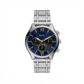 Fenmore 簡潔放射盤三眼手錶 銀色不鏽鋼錶帶 44 MM BQM7102