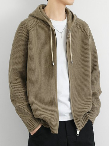 連帽開衫外套男高級感春秋季潮牌針織衫夾克男寬松帥氣慵懶風褂子【步行者戶外生活館】