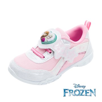 【Disney 迪士尼】冰雪奇緣 電燈運動鞋/童鞋 抗菌 輕量 透氣 緩震 正版 (白粉/FOKX41653)