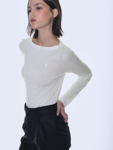 RONEW CLASSIC BOAT NECK WOOL KNIT TOP (WHITE)