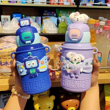 卡通萌趣保溫杯高顏值316不銹鋼食品級水杯可愛女生吸管杯子