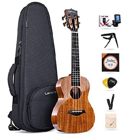 Lankro 26 inch Solid Mahogany Ukulele Tenor for Beginners Pack, Professional Ukeleles for Adults Stringed Musical Instruments Bundle Kit with Gig Bag