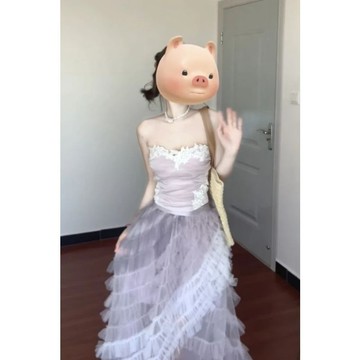 🎇夏季爆款🎇 一字肩蕾絲花邊抹胸背心女夏季新款紫色絕美網紗半身裙兩件套裝女